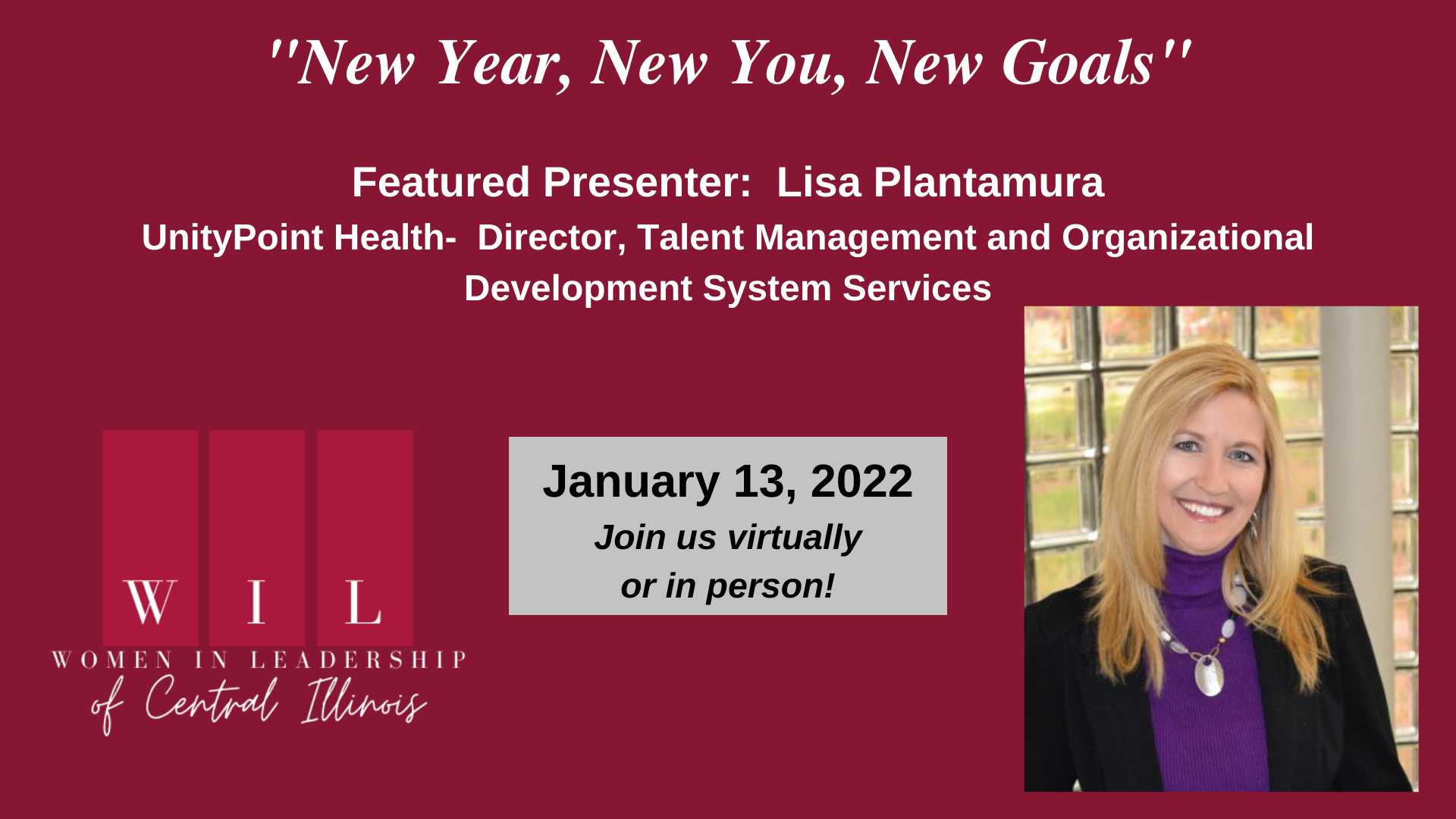 "New Year, New You, New Goals" Featured presenter Lisa Plantamura.